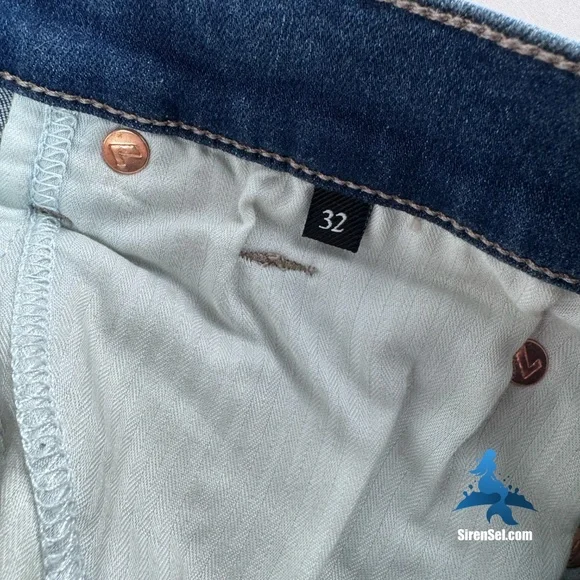 1231 7 For All Mankind Tailorless Dojo Jeans - Size 32 - Blue - Picture 14 of 16